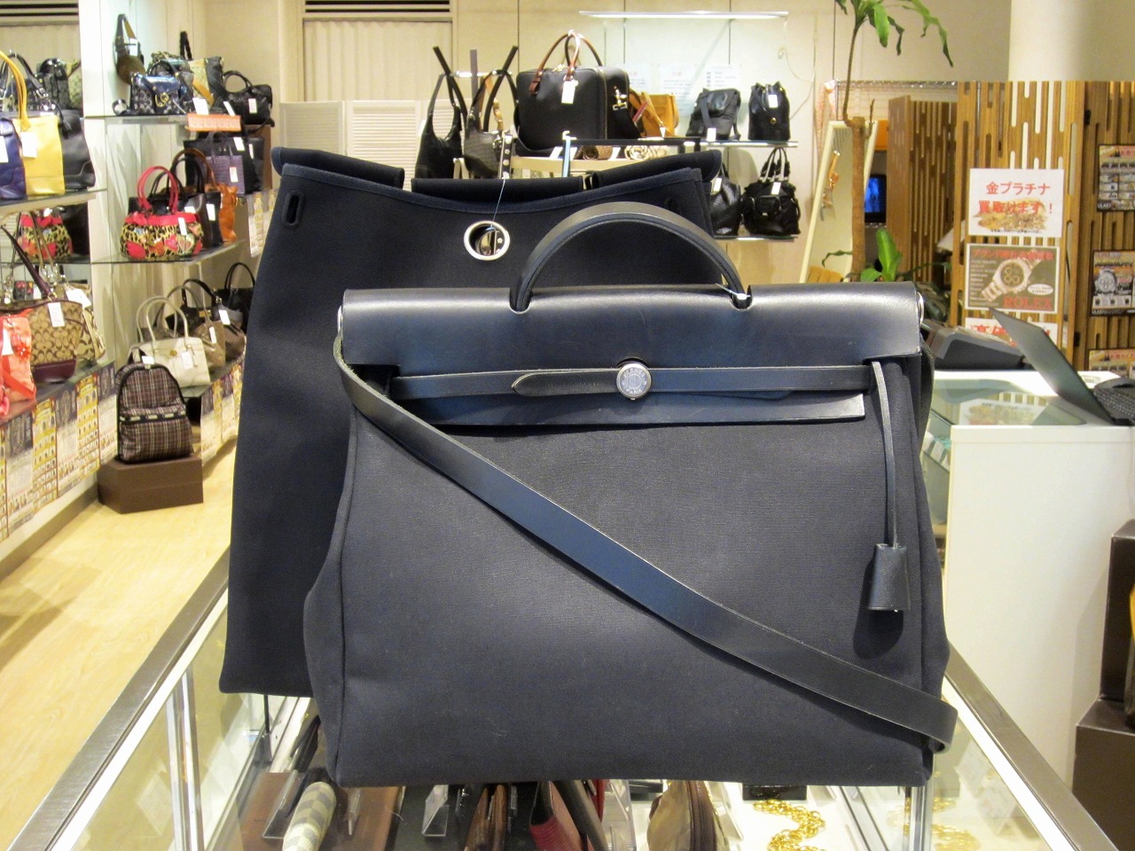 良品！保存袋、箱⁄替バック(小)付き！ HERMES エルメス エールバッグ 