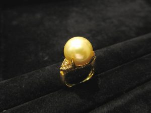 K18YG　ゴールデンパール　リング　D0.30ct