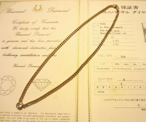 K18YG　ダイヤ付喜平ネックレス　D0.55ct