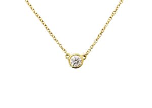 ティファニー　K18YG　バイザヤード　ペンダント　D0.17ct