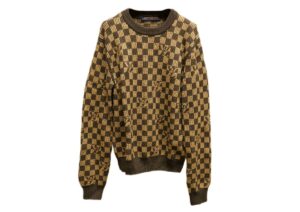 ルイヴィトン　メンズ　ダミエ　リブドデニムクルーネック　#S