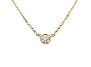 ティファニー　K18RG　バイザヤード　シングルダイヤモンド　ペンダント　ネックレス　D0.21ct