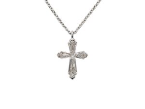 グラフ　K18WG　トラペゾイド　クロス　ネックレス