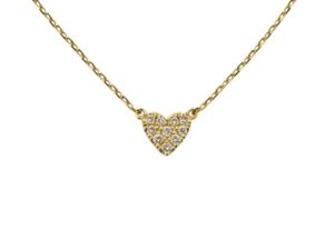 アーカー　K18YG　ハートパヴェ　ネックレス　D0.05ct