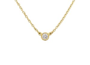 ティファニー　K18YG　バイザヤード　ペンダント　D0.08ct